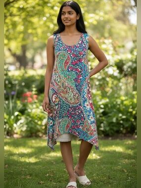 Cynthia Rowley Bright Multicolor Floral Paisley Tank